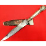 U.S. Civil War era silver cutlery handle bowie knife by Edward Barnes & Sons