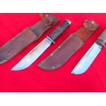 WW2 U.S. Cattaraugus 225Q commando knife fighting knives with scabbards (2)