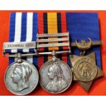 British Army Egypt & Boer War campaign group of 3 medals to Private W. Vallance