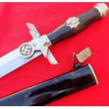 WW2 Nazi German R.L.B. 2nd model enlisted man’s dagger and scabbard by W.K.C. of Solingen