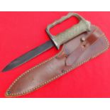 WW2 Australian & New Zealand knuckle knife with blued blade.