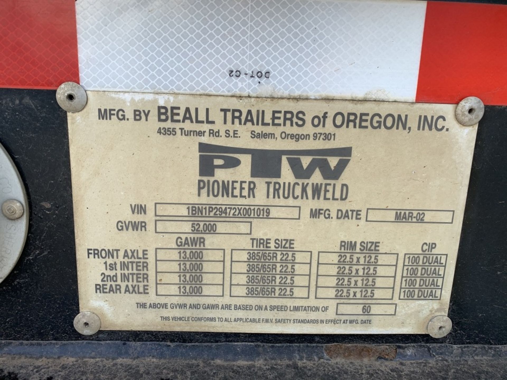 2002 Beall Quad Axle Transfer Trailer - Image 7 of 7