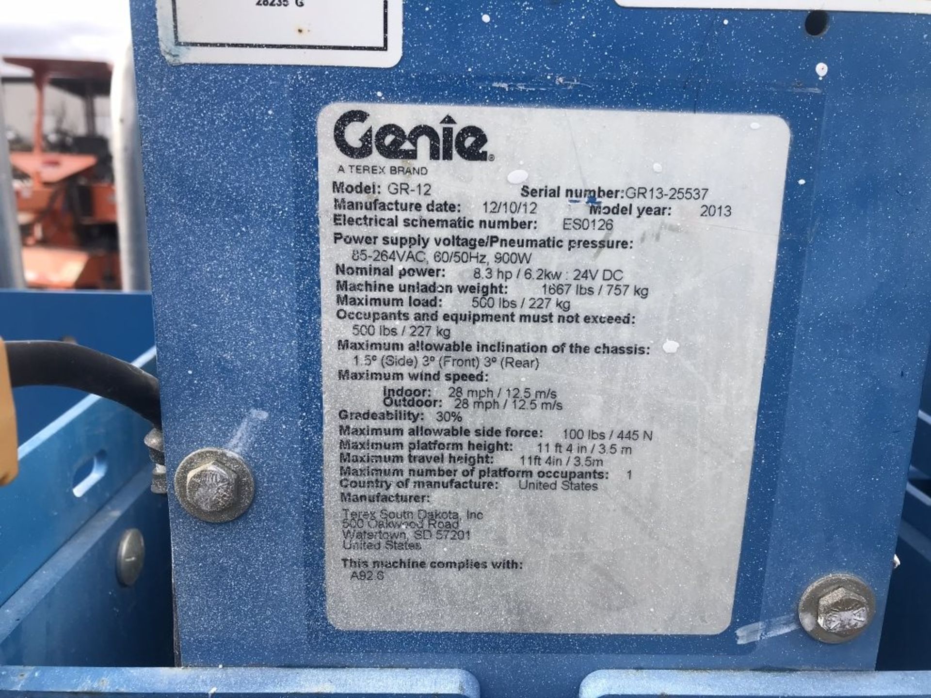 2013 Genie GR-12 Man Lift - Image 11 of 11