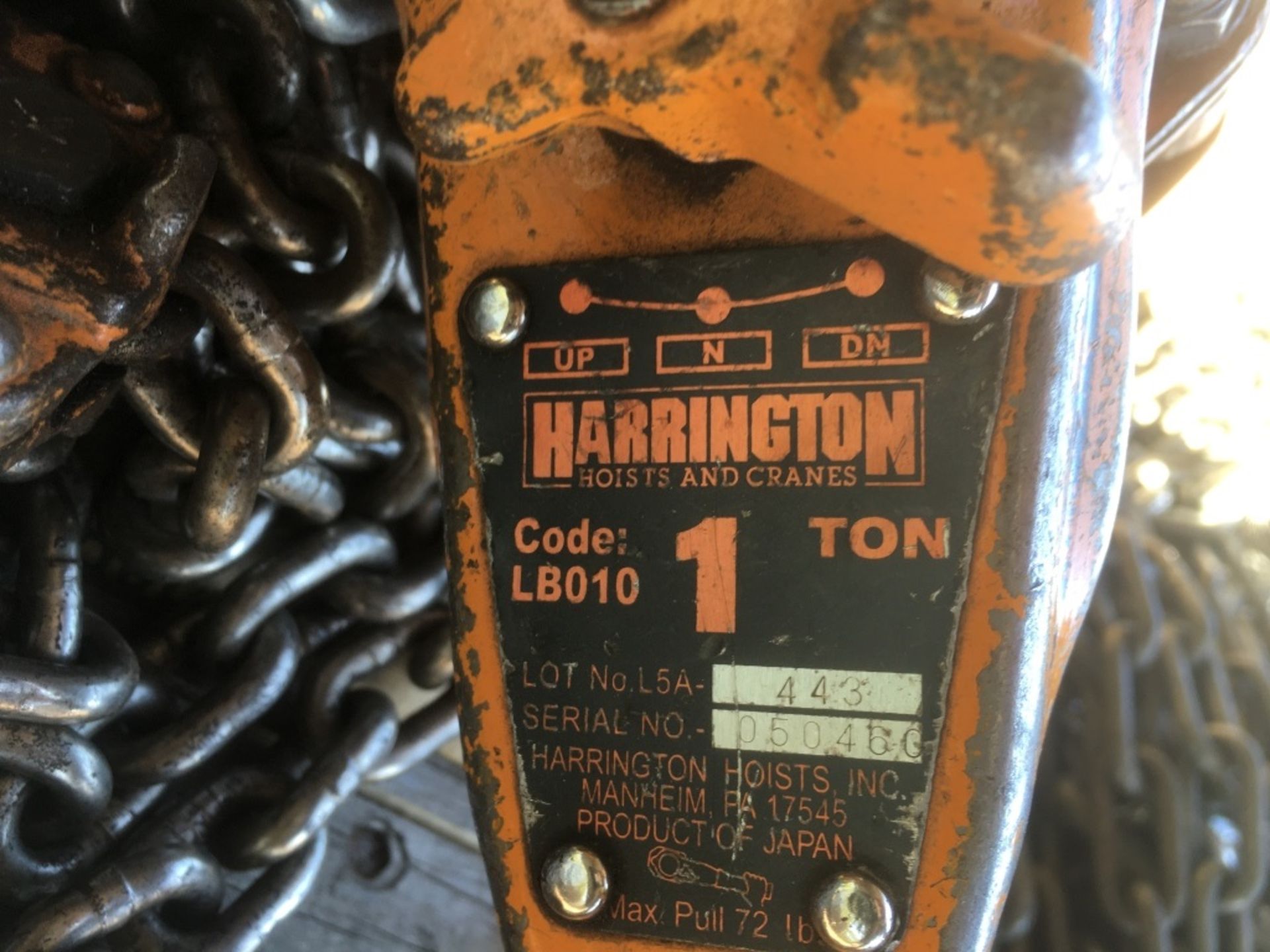 Oz Lifting & Harrington Chain Hoists - Image 6 of 7