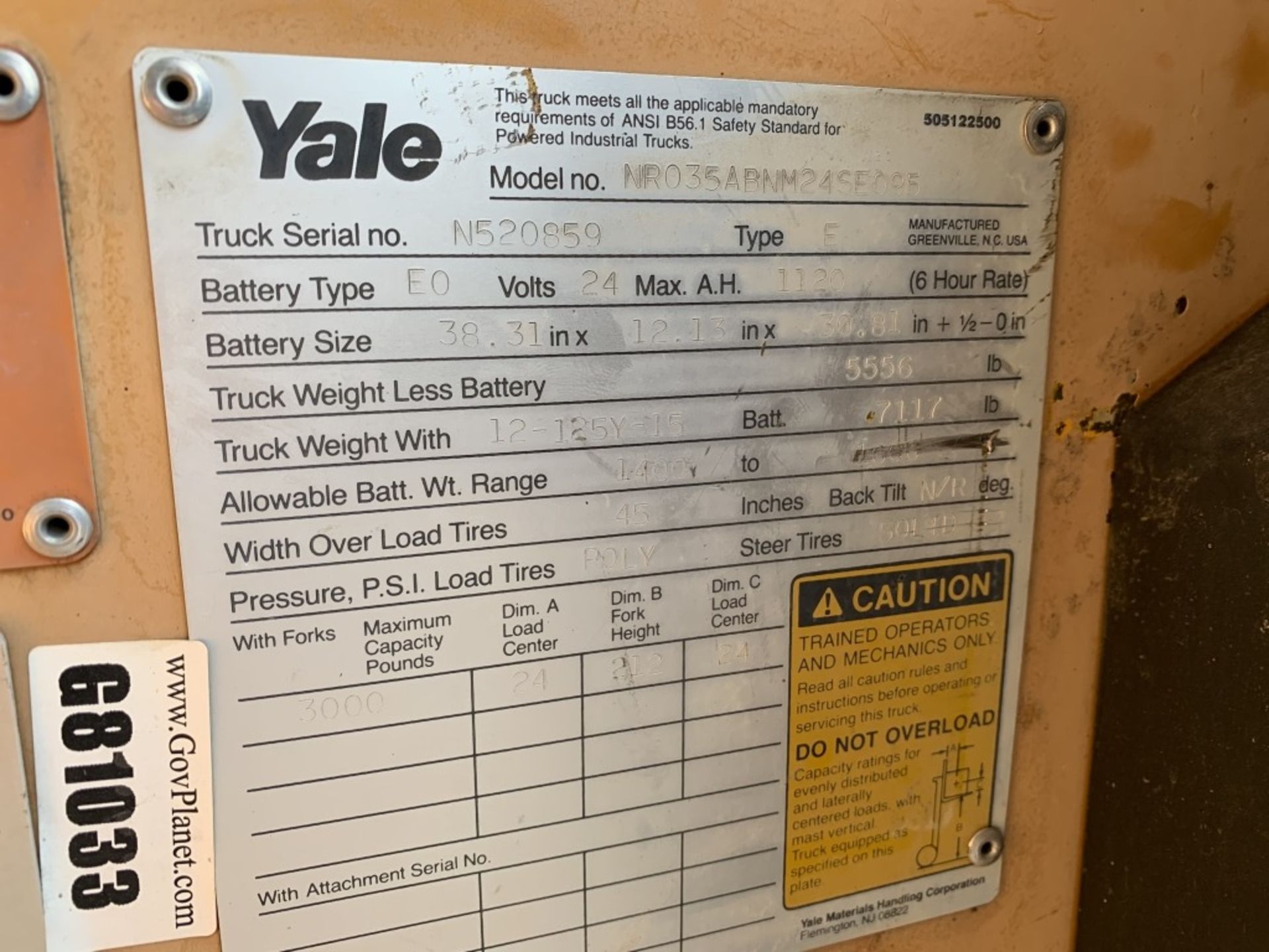 Yale NR035A Stand Up Forklift - Image 8 of 10