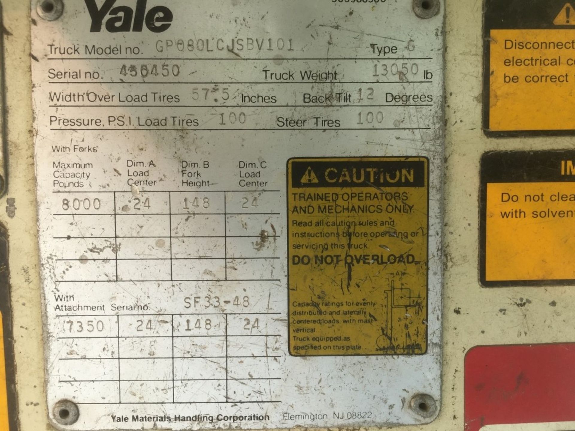1985 Yale GP080 Forklift - Image 9 of 10