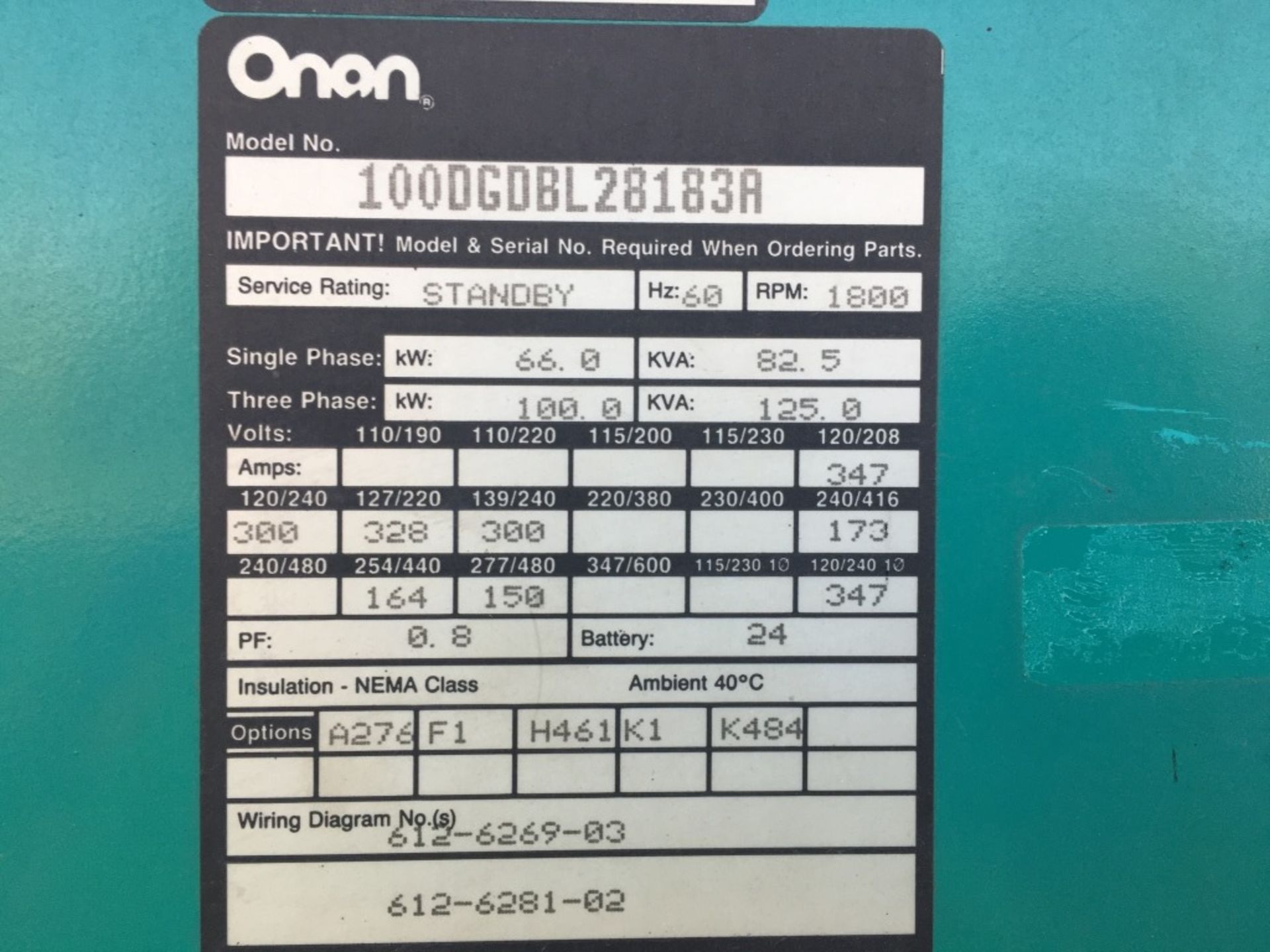 1989 Onan 100DGD Towable Generator - Image 6 of 11