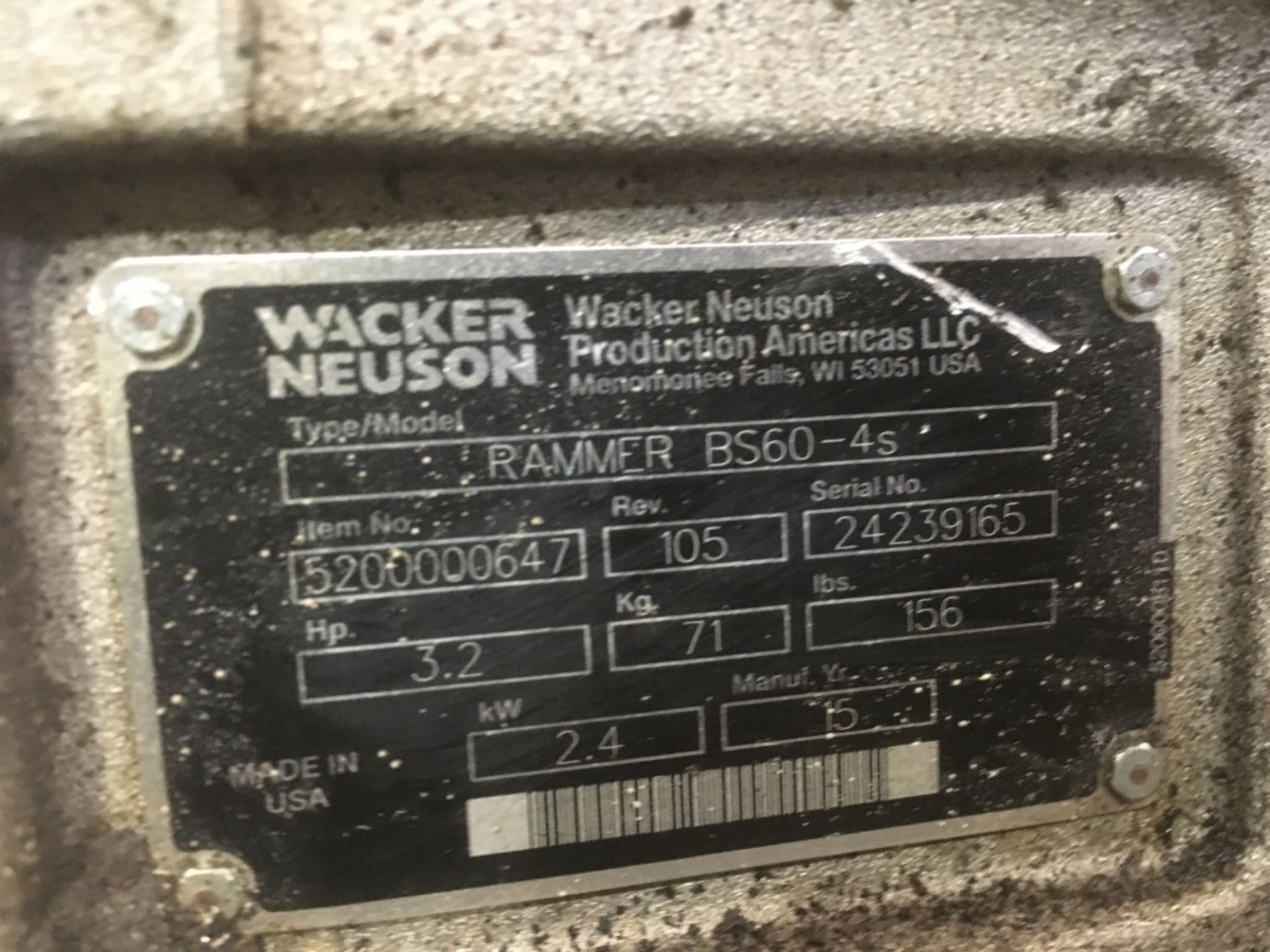 2015 Wacker BS60-4 Jumping Jack Tamper - Image 5 of 5