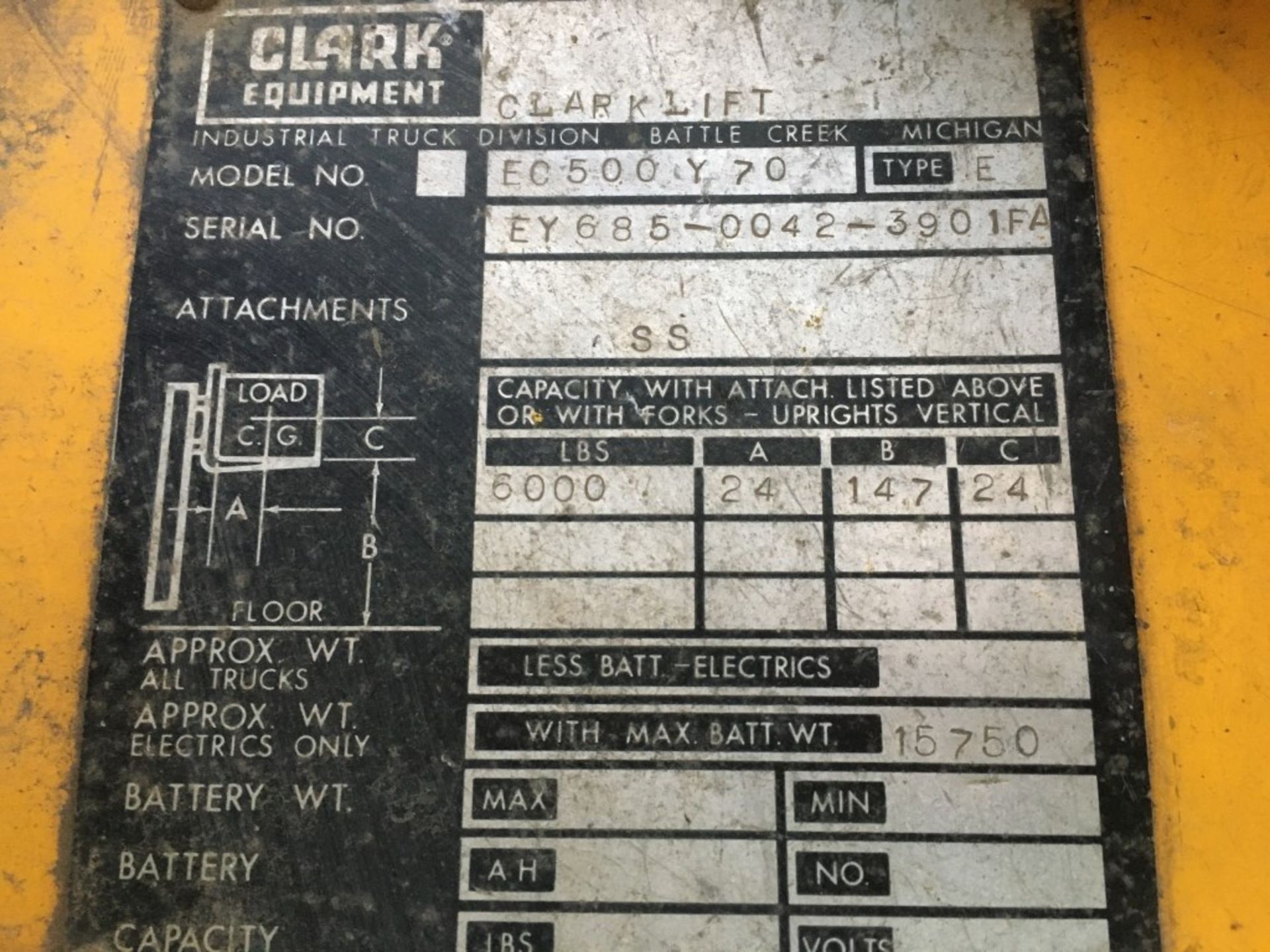 Clark EC500Y70 Forklift - Image 7 of 21