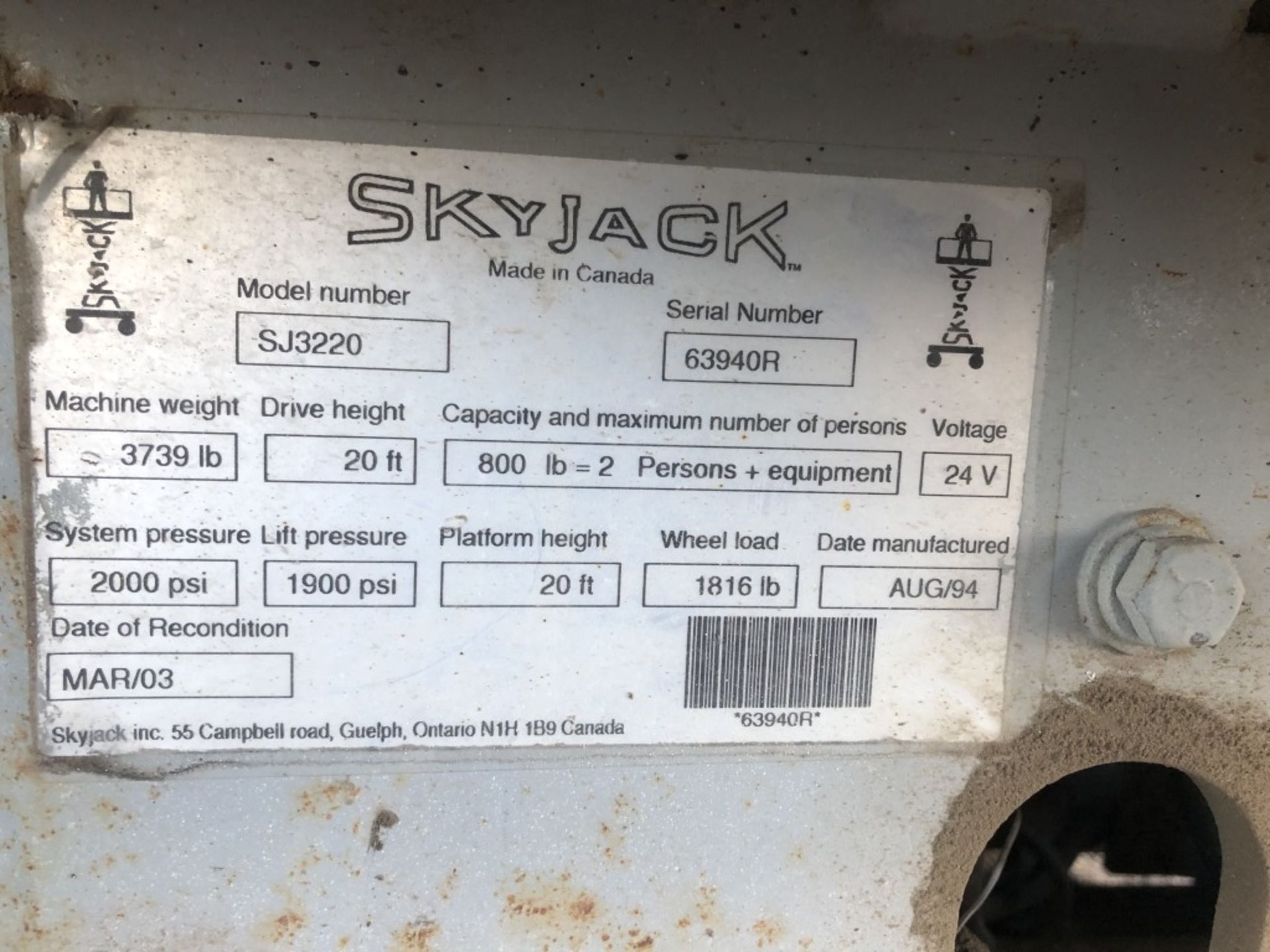 1994 Skyjack SJIII-3220 Scissor Lift - Image 10 of 10