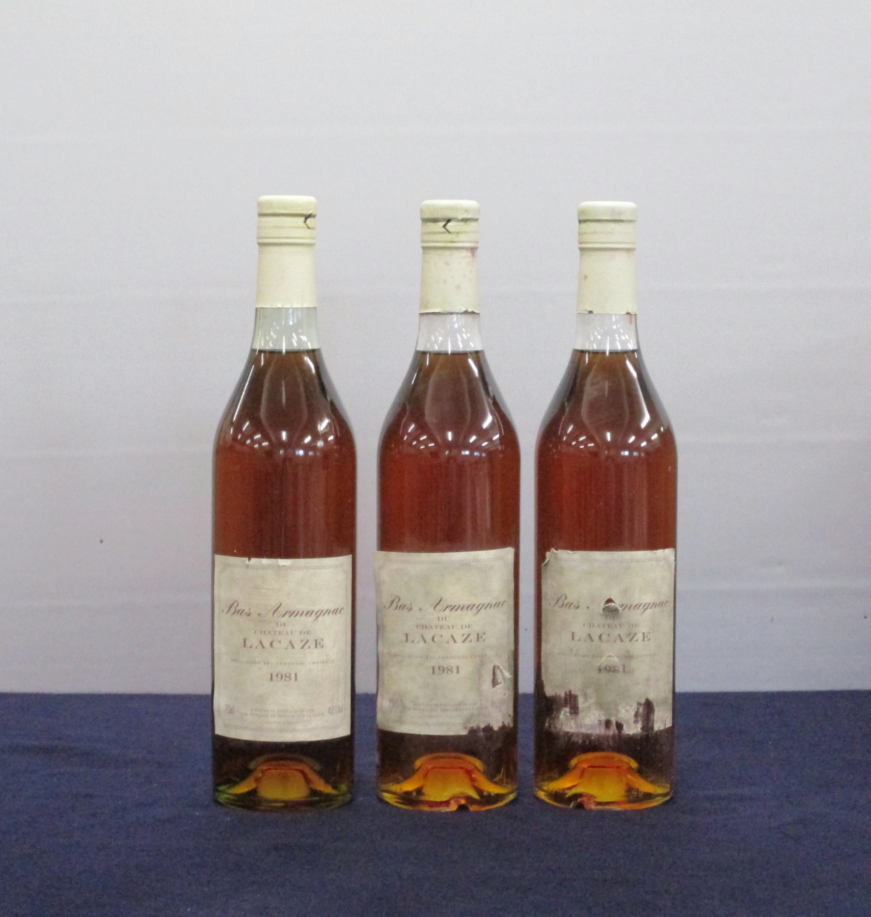 3 bts Bas Armagnac du Ch. de Lacaze 1981 bottled in England 1998 for Howells of Bristol, aged & sl