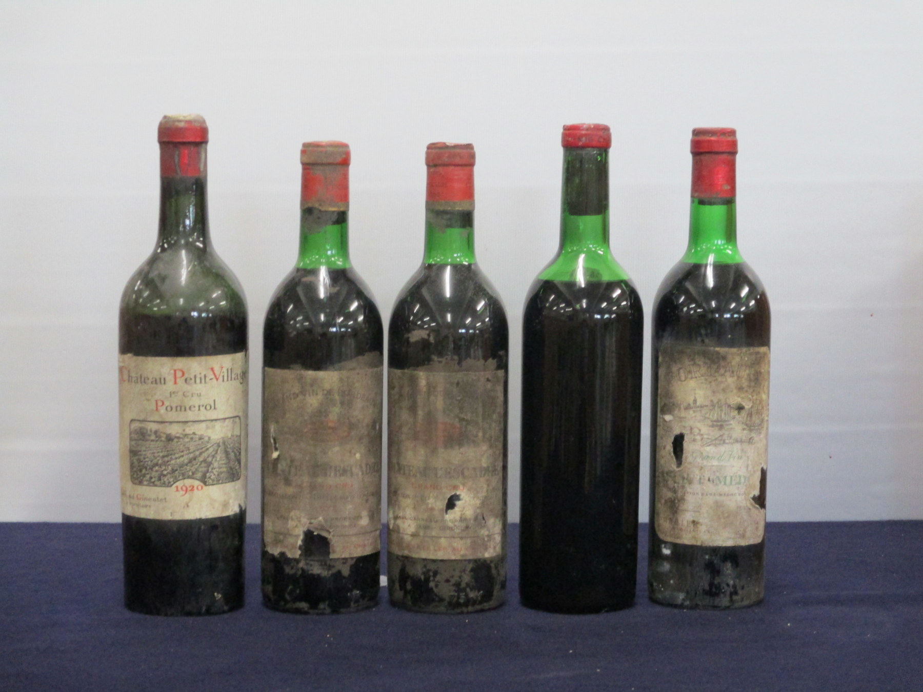 1 bt Ch. Petit-Village, 1er Cru 1920 Pomerol bs/aged, foil sl damaged/crusted bls 2 bts Ch. L'