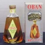 1 75cl Decanter Style bt Oban 12 YO unblended Highland Malt Scotch Whisky with original glass