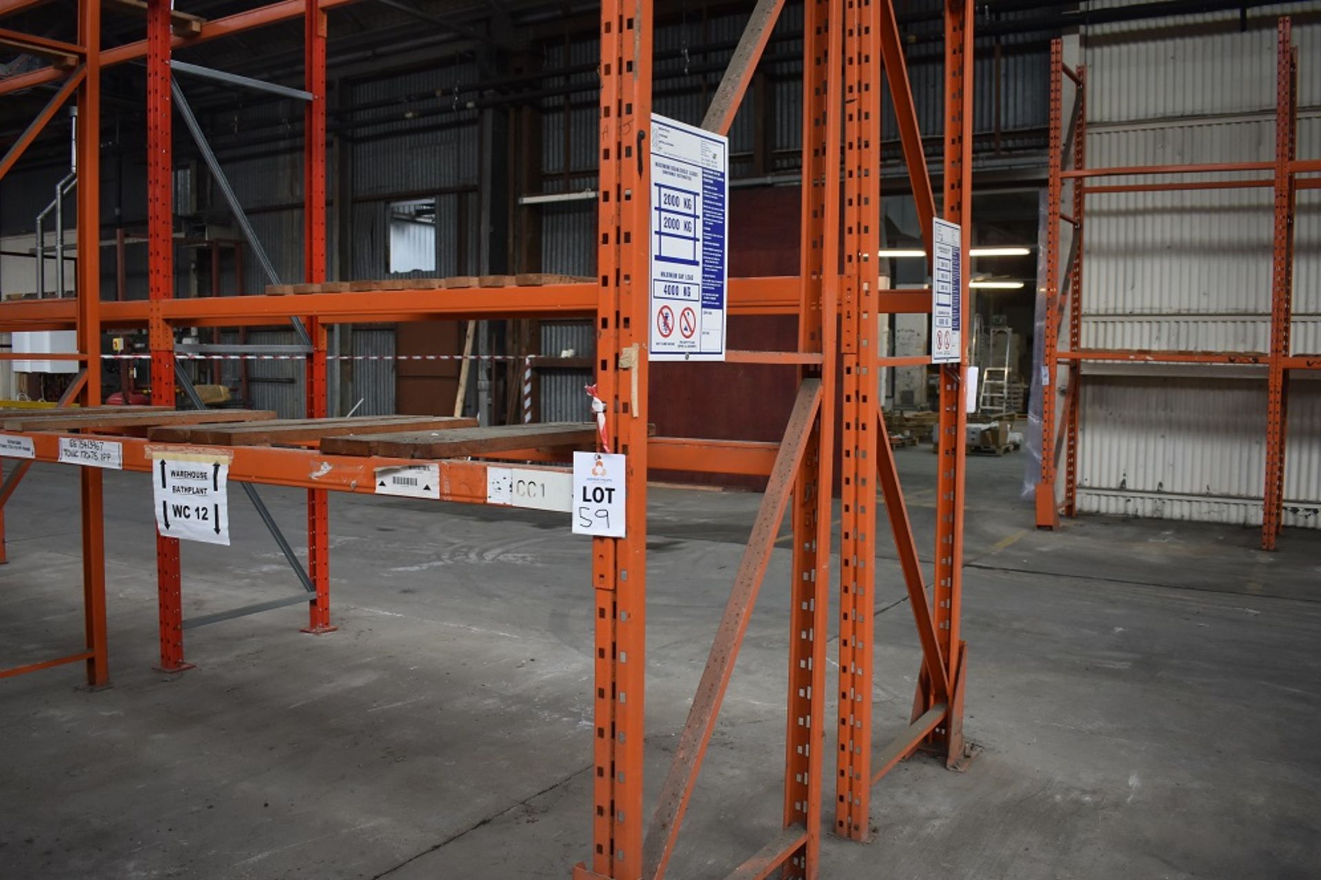 14 X BAYS OF 3 MTR HIGH BOLTLESS PALLET RACKING CONSISTING OF 56 BEAMS 15 X FRAMES