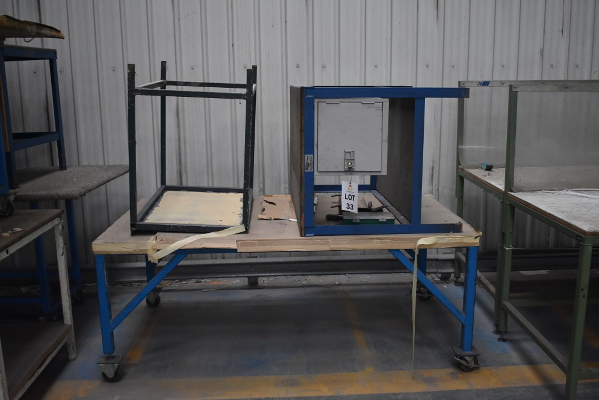 3 X METAL FRAMED WORK BENCHES