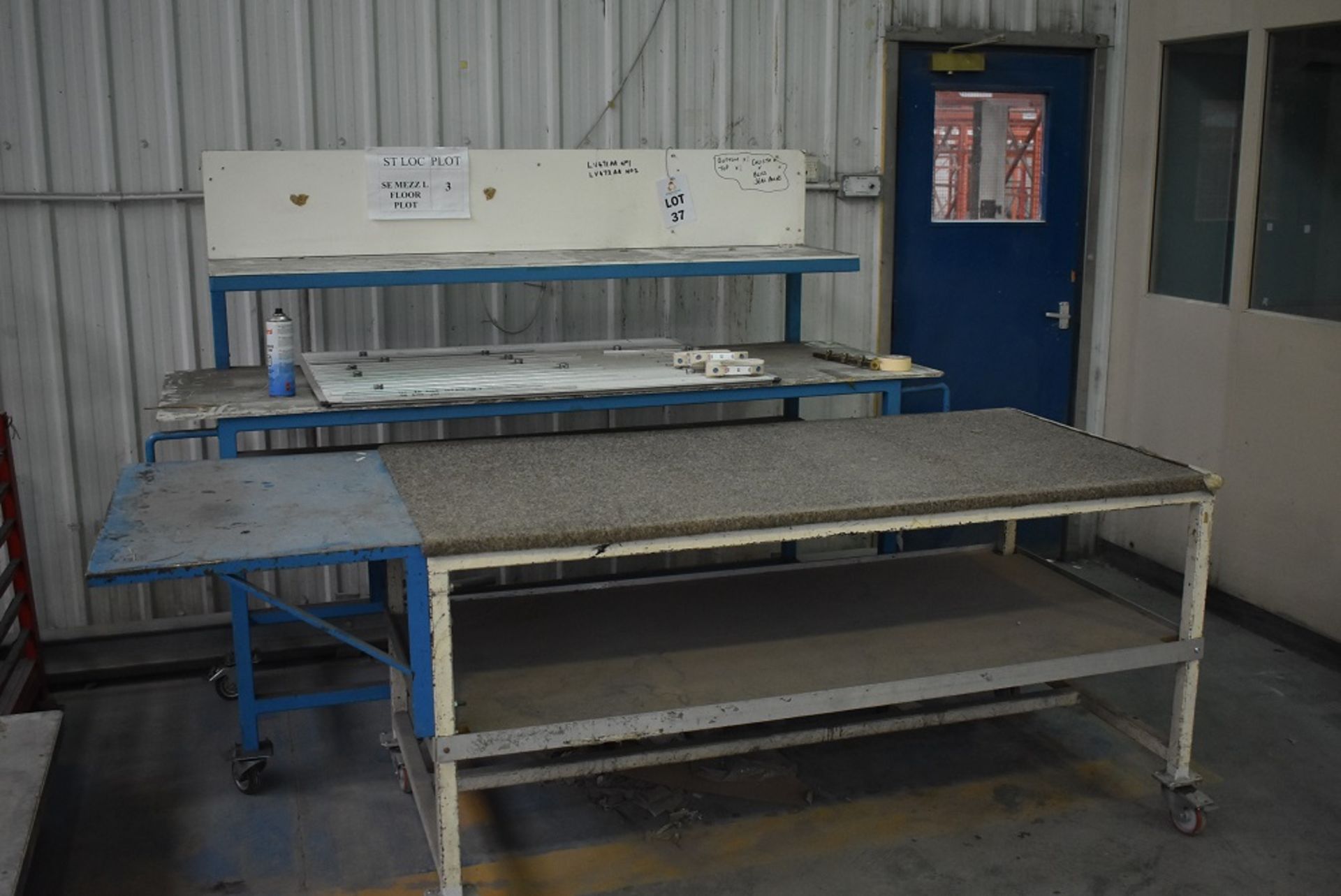 3 X METAL FRAMED WORK BENCHES