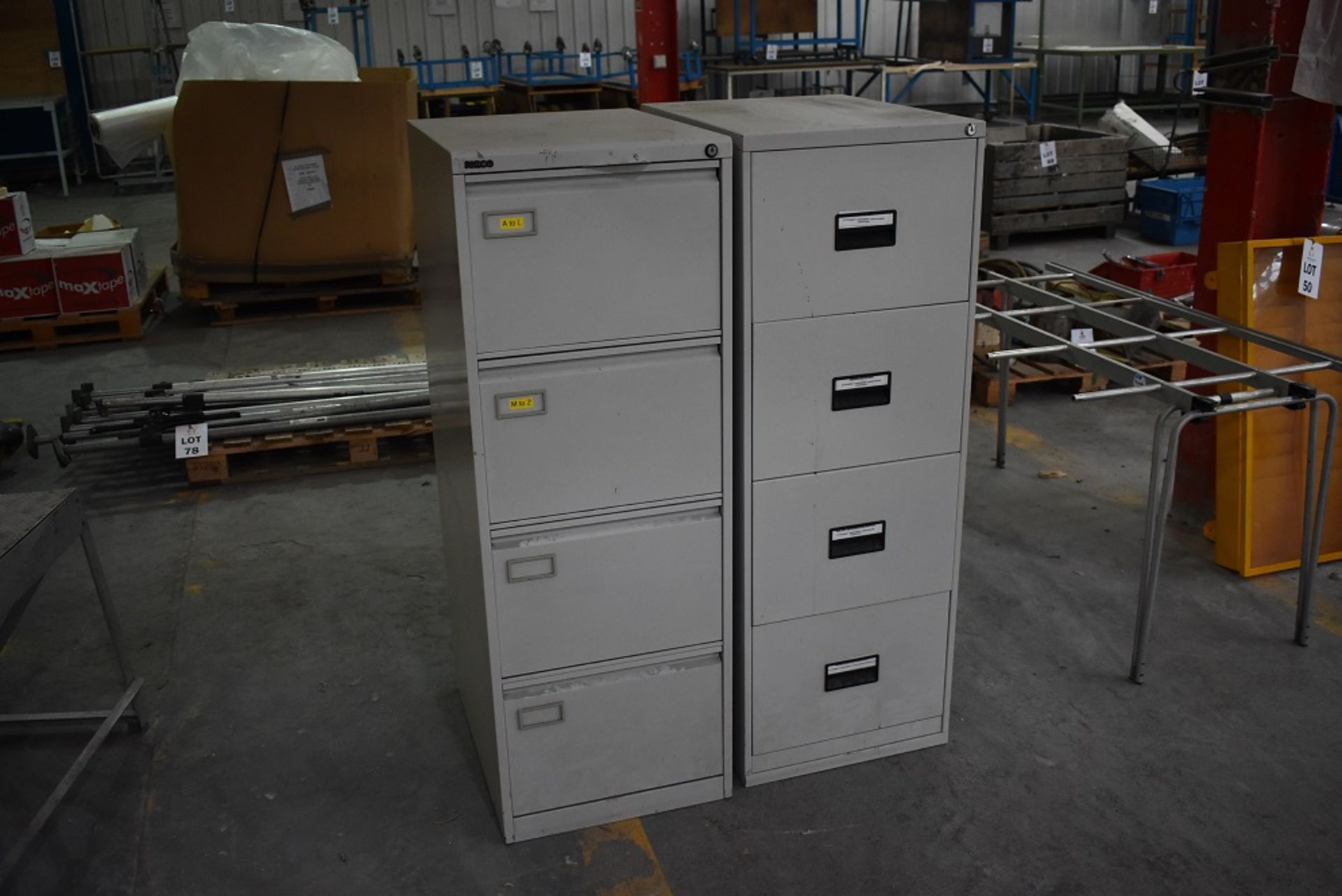 2 X METAL 4 DRAWER FILE CABINET