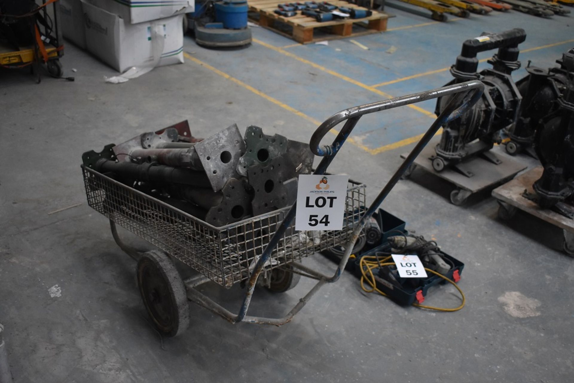 1 X TROLLY OF ACROW PROPS & SAFETY BARRIER