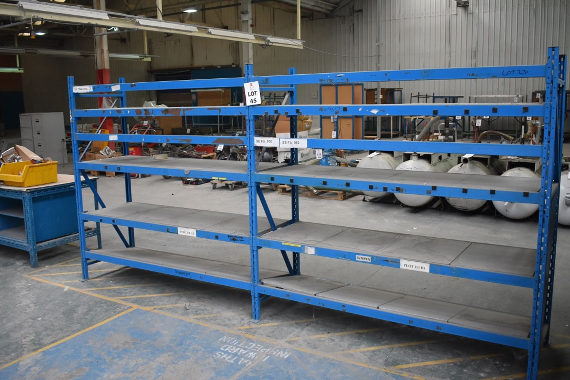2 X BAYS OF STORES RACKING 2MTR 3 X FRAMES & 18 BEAMS