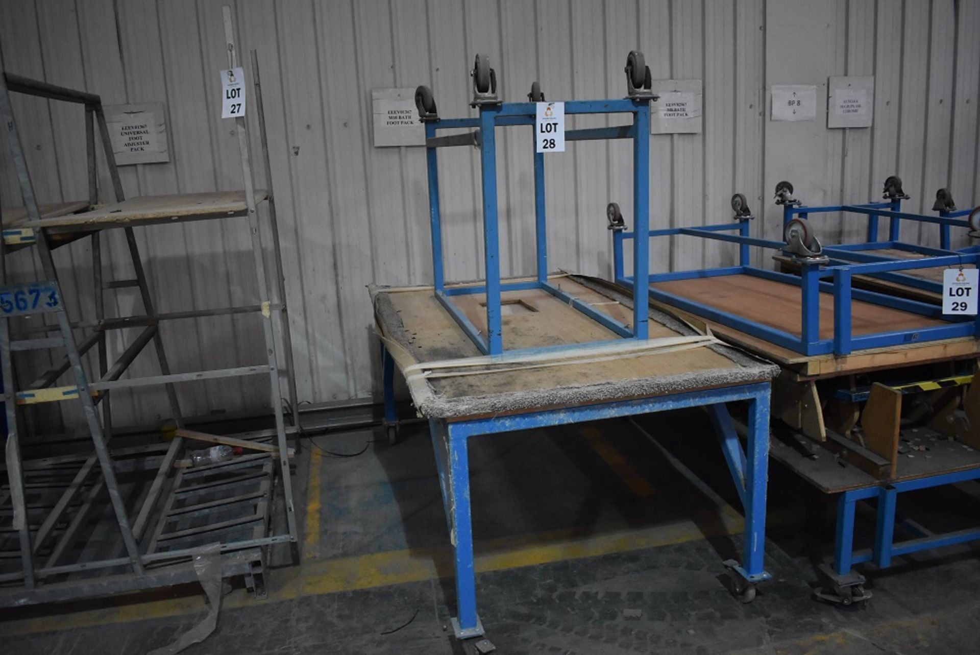 2 X MOBILE WORK TABLES 2MTR X 1MTR