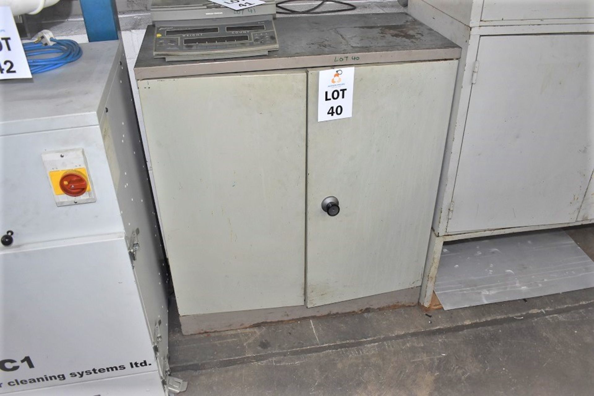 1 X STEEL CABINET OF VARIOUS ELECTRICAL ITEMS