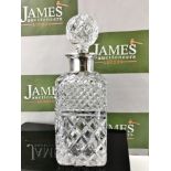 Mappin & Webb Crystal Cut Glass Decanter With Silver Collar Band.