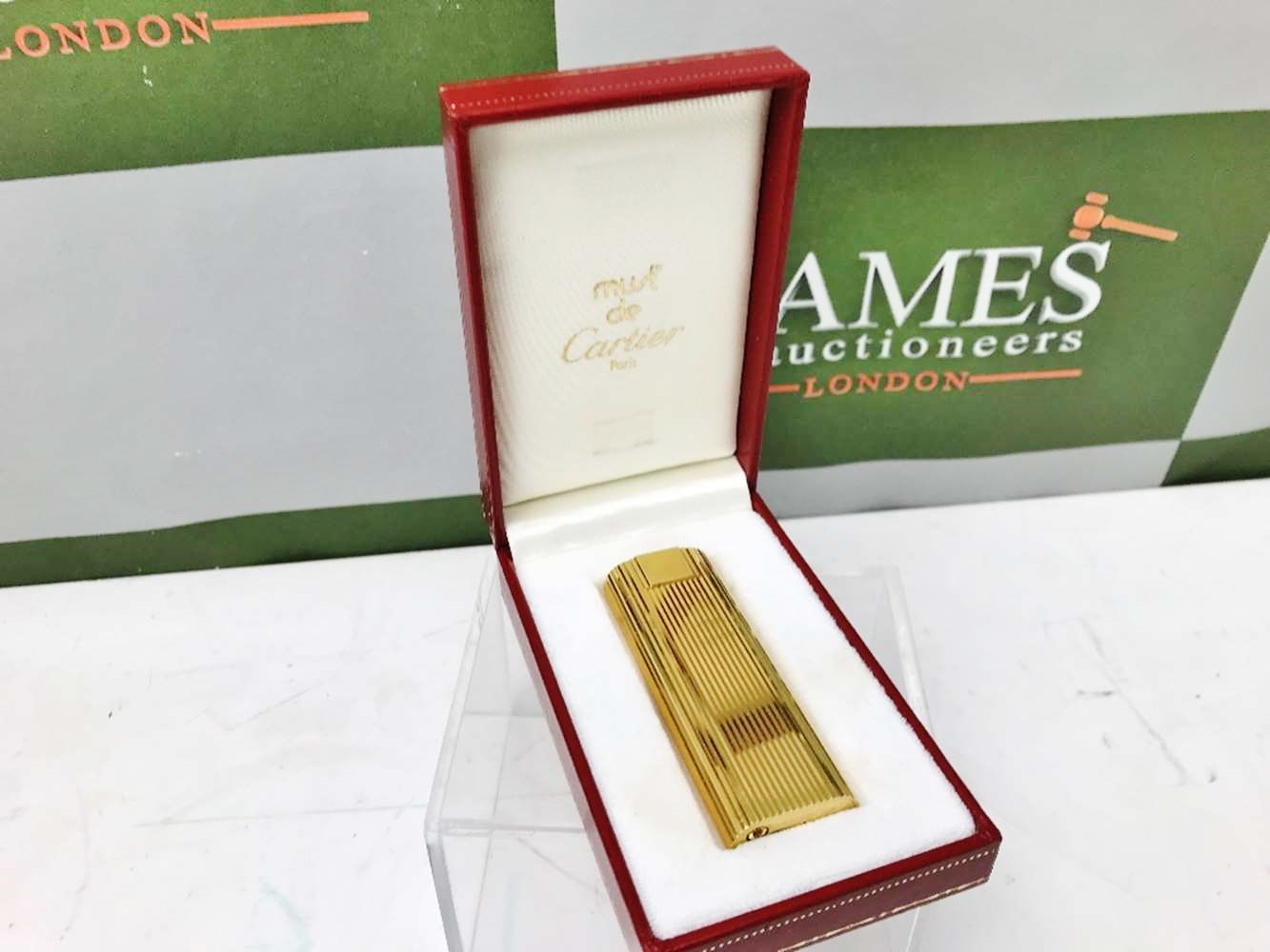 Cartier 18 Carat Gold Plated Working Lighter With Original Box - Image 3 of 4