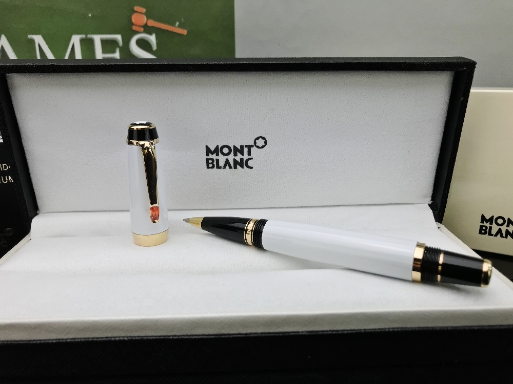 Montblanc Boheme White & Gold Resin Ballpoint Pen-New Example