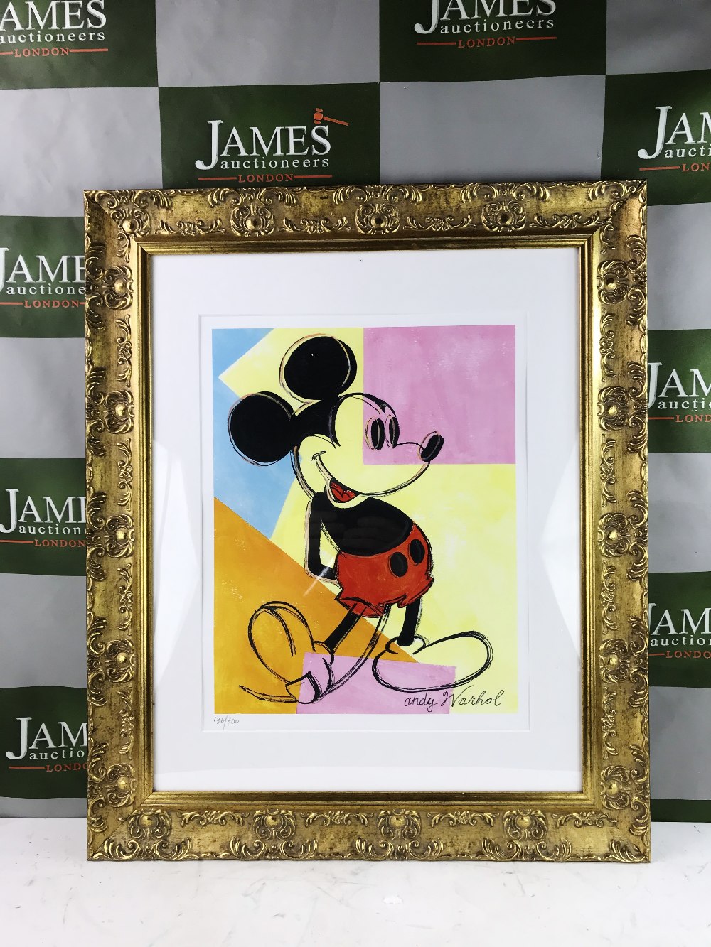 Andy Warhol "Mickey" Lithograph-Ornate Framed, Certificated Plate Signed Edition - Image 4 of 4