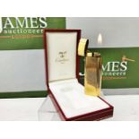 Cartier 18 Carat Gold Plated Working Lighter With Original Box