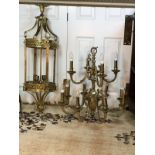 Large Fine Antique Renaissance Style Ornate Solid Brass Lantern Chandelier