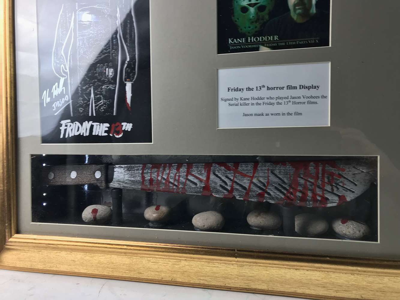 Signed 3D Friday the 13th Jason Display With Mask & Machete led lighting - Image 5 of 7