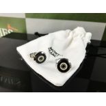 Montblanc Pair of Contemporary Silver & Black Onxy Cufflinks