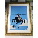 Banksy "Happy Choppers" Lithograph, Ornate Framed