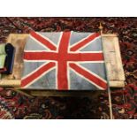 Vintage Cotton Silk Union Jack Flag On Pole