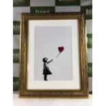 Banksy "Girl With Red Balloon" Lithograph, Ornate framed