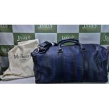 Mulberry - A New Gent`s Weekend Bag, Clipper Midnight Blue Raffia Woven Leather