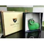 Aspinal of London Green Leather Heart Shaped Collectible Key Ring