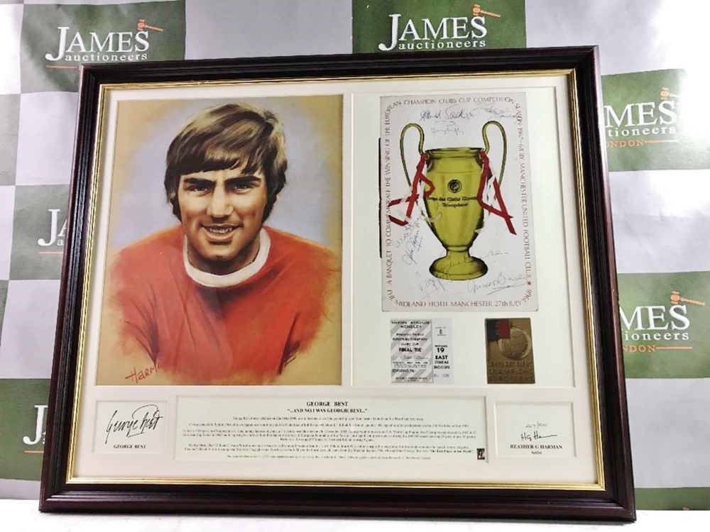 George Best Manchester United Signed 1968 European Cup Winners Montage Ltd Ed.#267/500 - Image 6 of 6