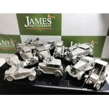 Danbury Mint Pewter Cast Collection Of Historical Classic cars