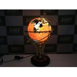 Gemstone Globe With Brass Stand, Large & Rare Illuminated Edition
