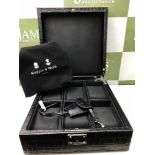 Mappin and Webb, Black Leather & Crocodile, 6 Watch Box/ Dust Bag and Key, Rrp £475