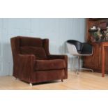 Vintage Minty of Oxford Brown Velvet Lounge Armchair