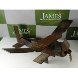 Large Handmade Contemporary Iron Made Early German Bi-Plane