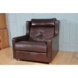 Vintage Minty of Oxford Brown Leatherette Lounge Armchair