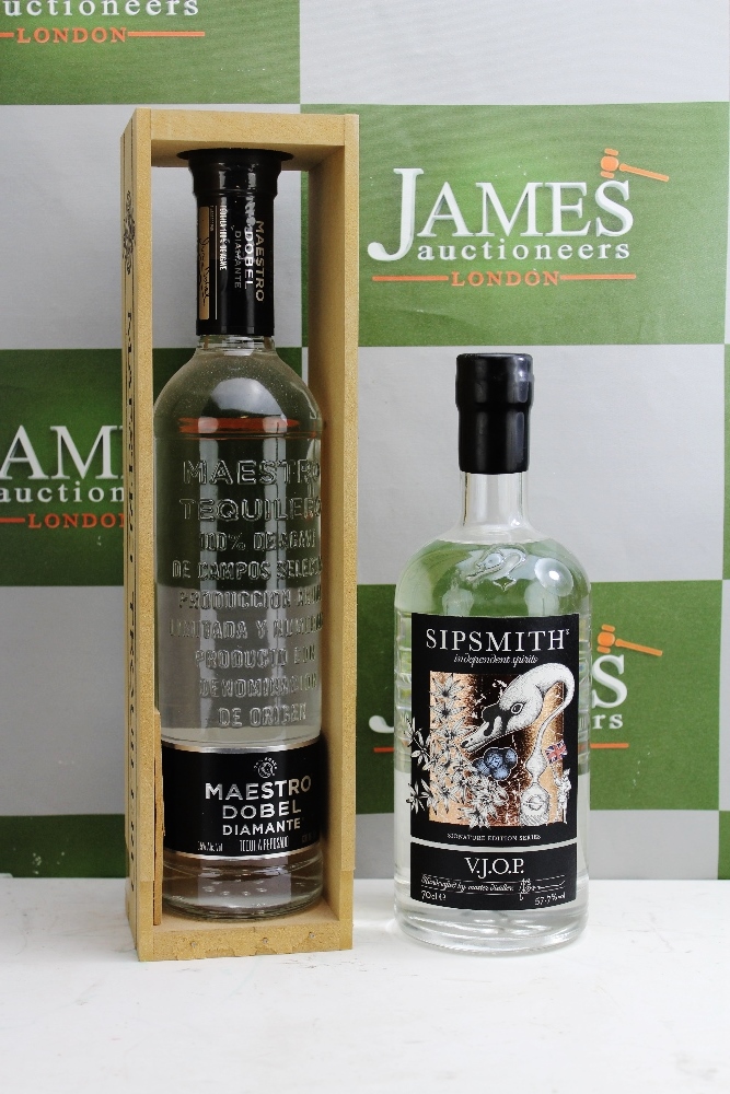 Two Unopened Bottles -Tequila Maestro Dobel Diamande & Sipsmith Gin VJOP