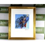 Andy Warhol Serigraphy Ltd plate signed-Superman in large ornate frame 22 x 19 inch