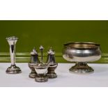 Ianthe EPNS 3 Piece Cruet Set And Stand, Vase and Bowl