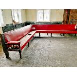 L Shaped Bespoke Studded Red Leather Pub Bench