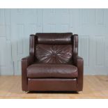 Vintage Minty of Oxford Brown Leatherette Lounge Armchair